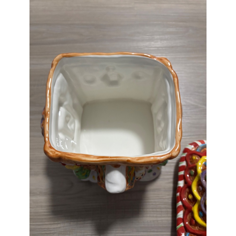 Vintage Christmas Gingerbread House Ceramic Cookie Jar Holiday Decor Multicolor - Picture 10 of 12